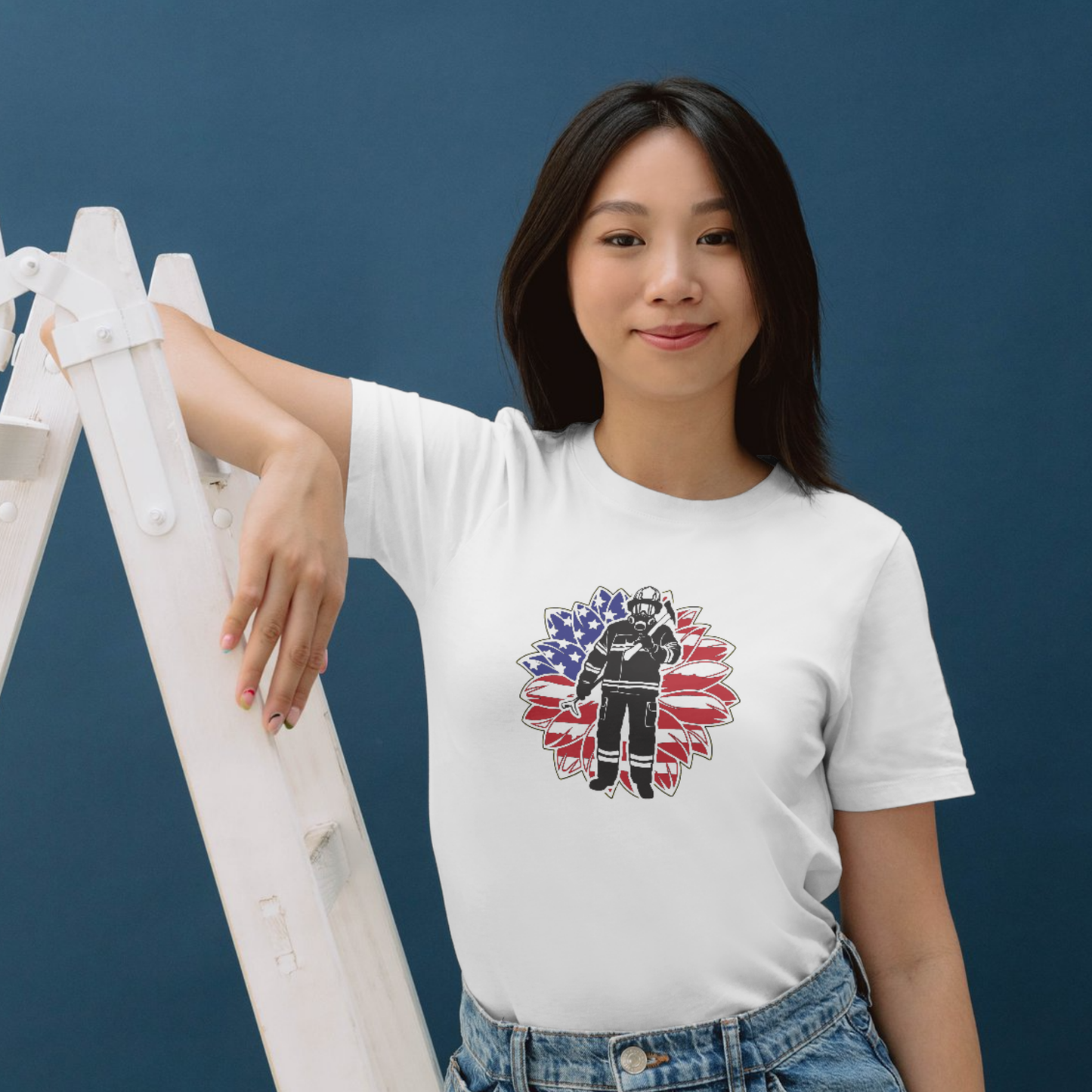 Patriotic Sunflower Firefighter T-shirt