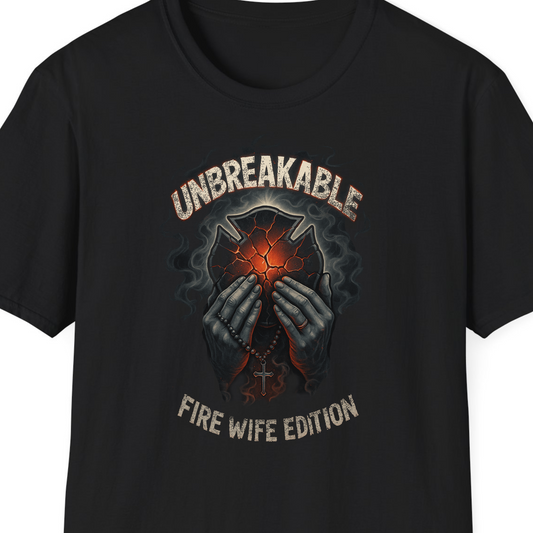 Unbreakable Fire Wife Edition T-Shirt – Faith, Strength, and Firefighter Pride