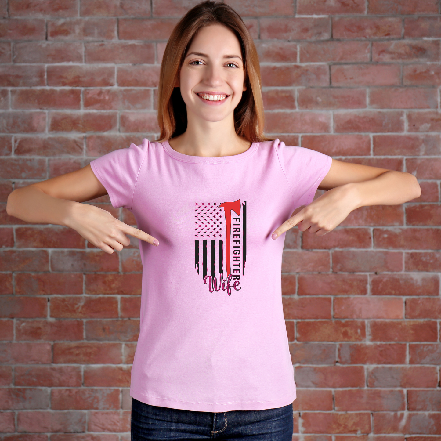 Thin Red Line Fire Wife T-shirt
