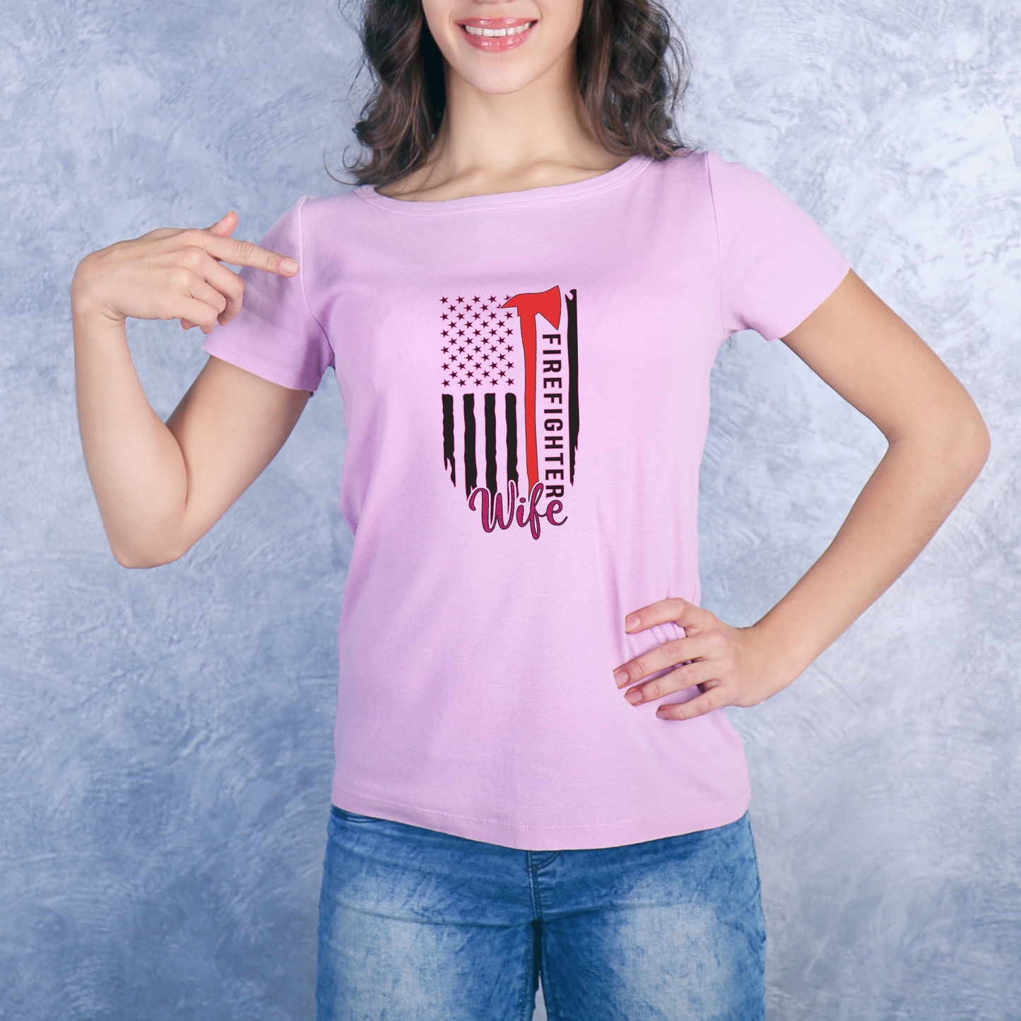 Thin Red Line Fire Wife T-shirt