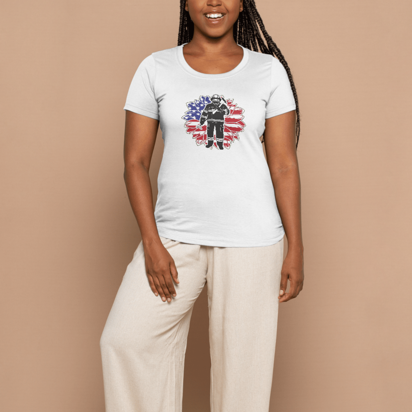 Patriotic Sunflower Firefighter T-shirt