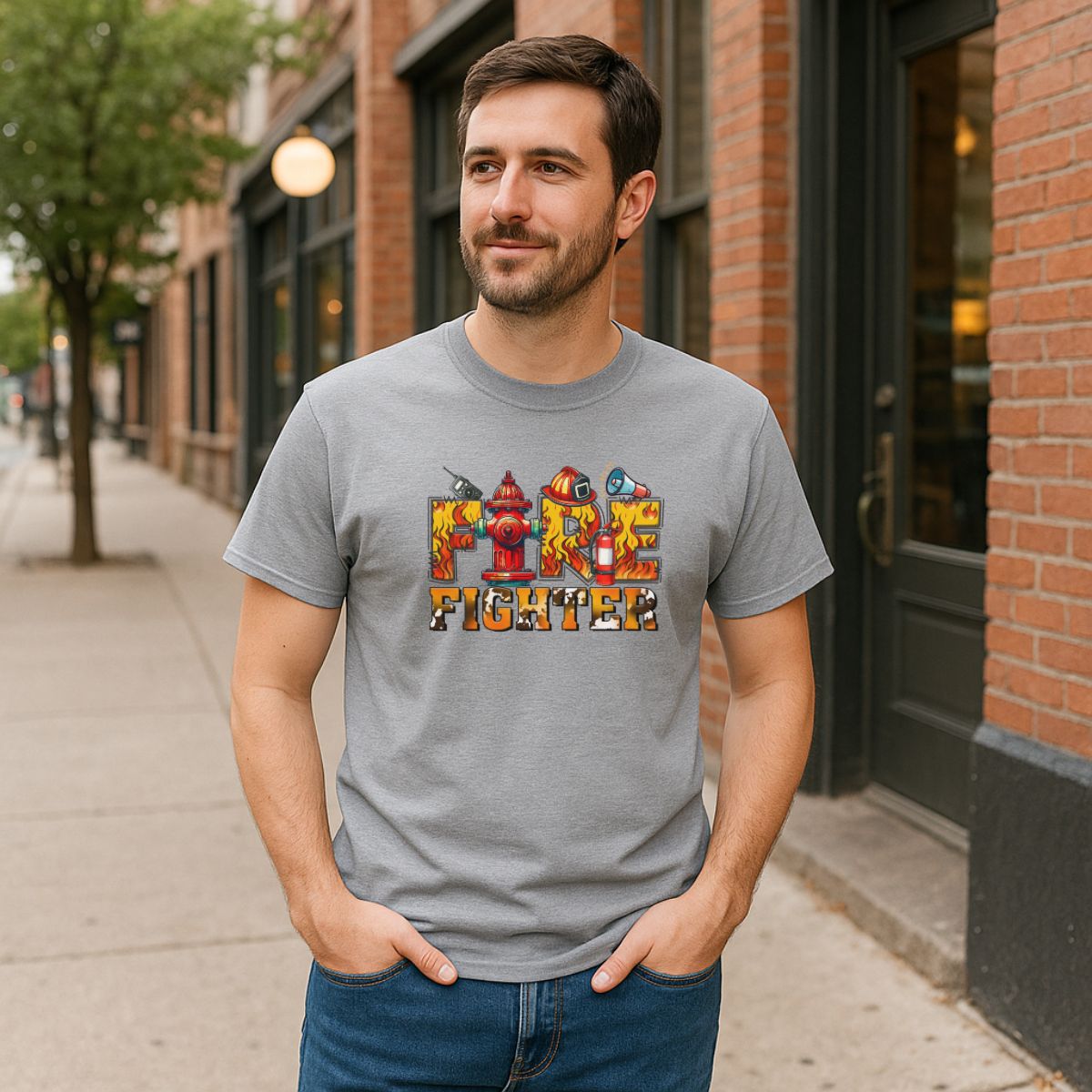 Firefighter Colorful Art Tee