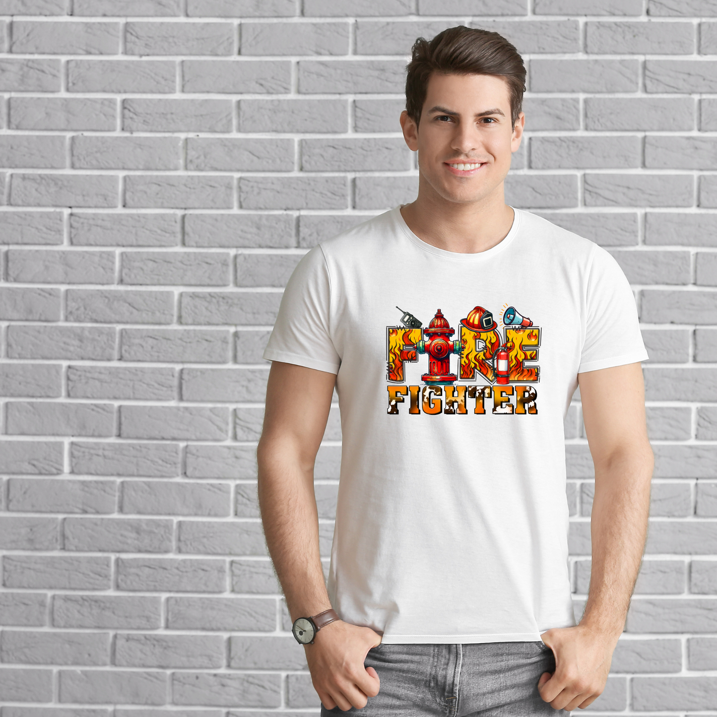 Graffiti Style Firefighter T-Shirt