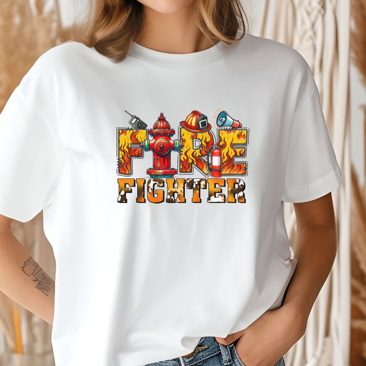 Firefighter Colorful Art Tee