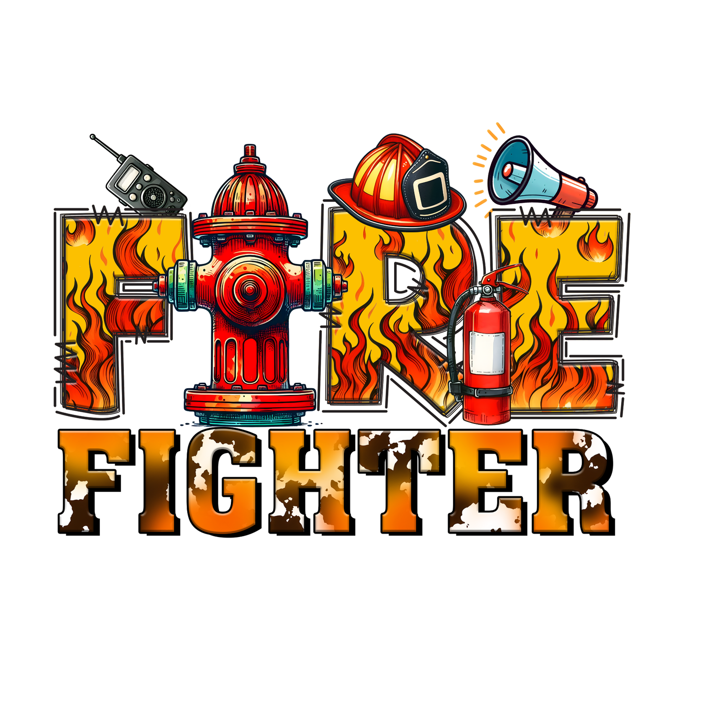 Graffiti Style Firefighter T-Shirt