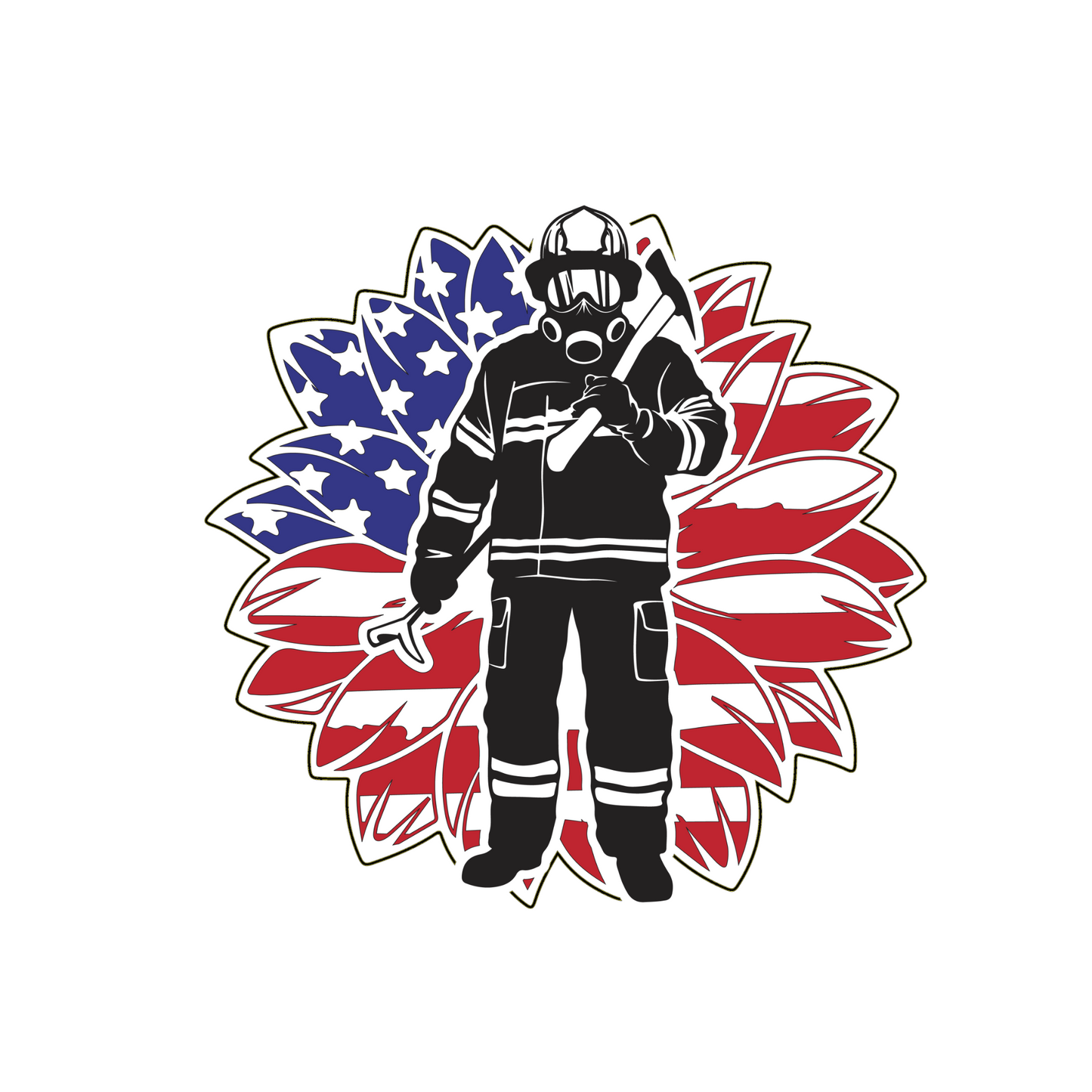 Patriotic Sunflower Firefighter T-shirt